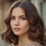 Modèle femme avec coupe de cheveux mi-long