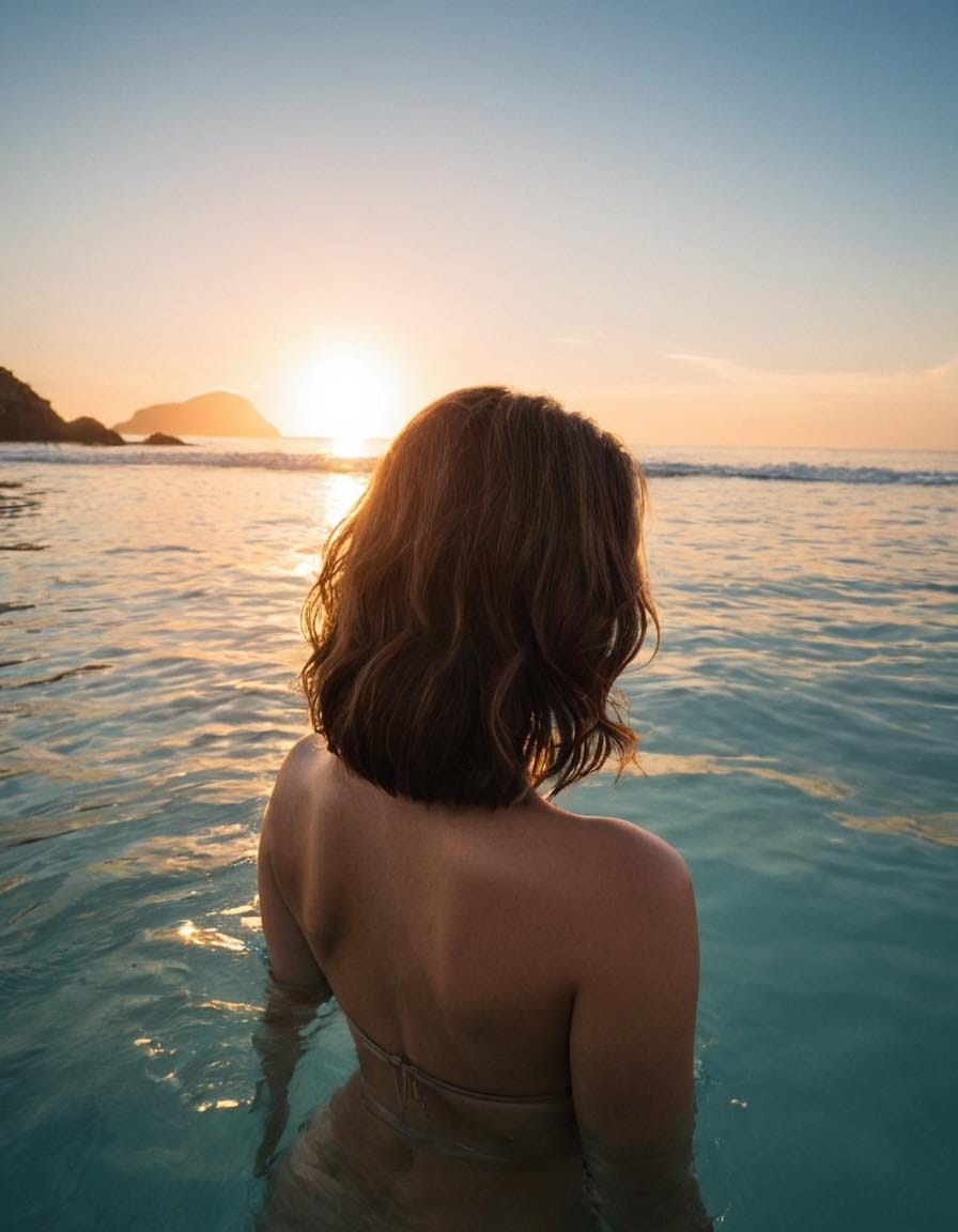Sarah de Addict Beauté en topless à la plage