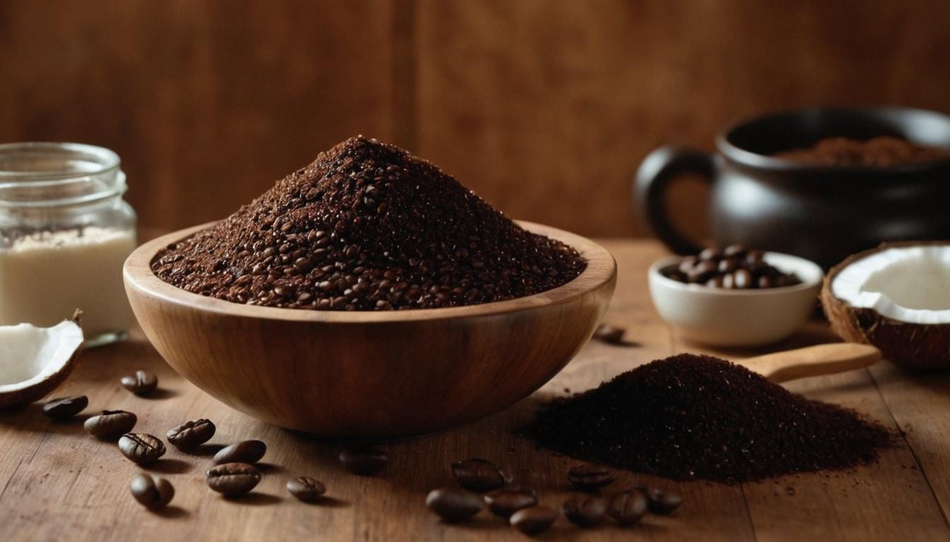 Exfoliant visage maison au café et à l'huile de coco pour peaux sèches