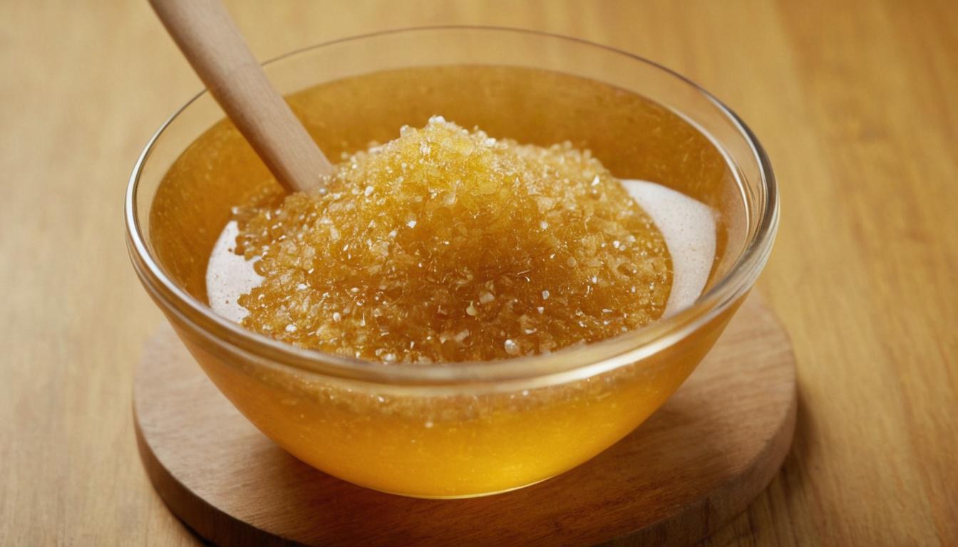 Gommage visage naturel à base de miel et de sucre dans un bol en verre