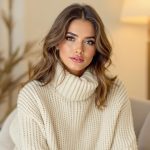 Femme élégante en pull en laine, conseils pour limiter la perte de poils