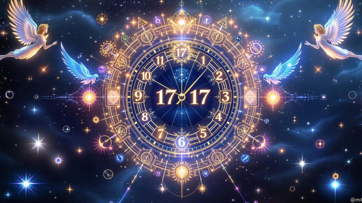 Image illustrant l’heure miroir 17h17, symbole de synchronicité et de guidance spirituelle