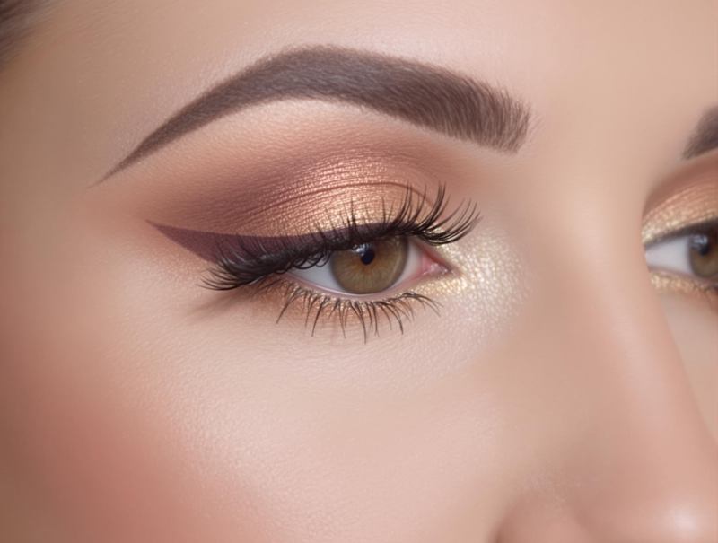 Gros plan sur des yeux marron sublimés par un maquillage aux tons chauds
