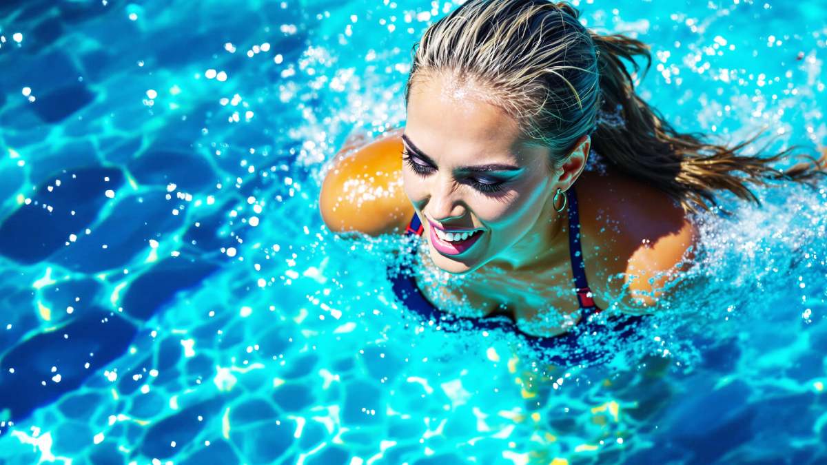 Une femme nage dans une piscine pour démontrer les bienfaits de la natation sur le corps et la santé