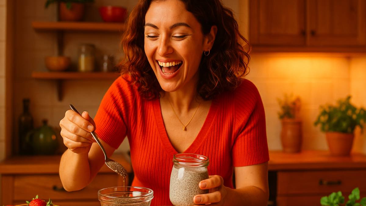 Femme qui prepare des graines de chia pour perdre du poids
