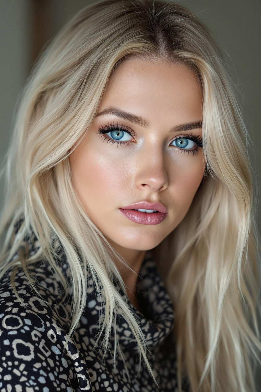 ortrait femme blond cendré yeux clairs