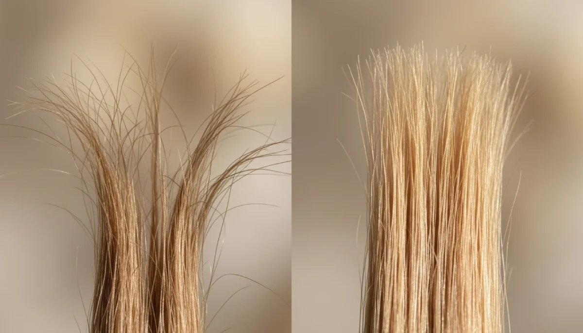 Gros plan montrant la différence entre cheveux cassés et cheveux sains selon les accessoires utilisés - Sarah Bidouille alias Aiyana Enigma sur Instagram