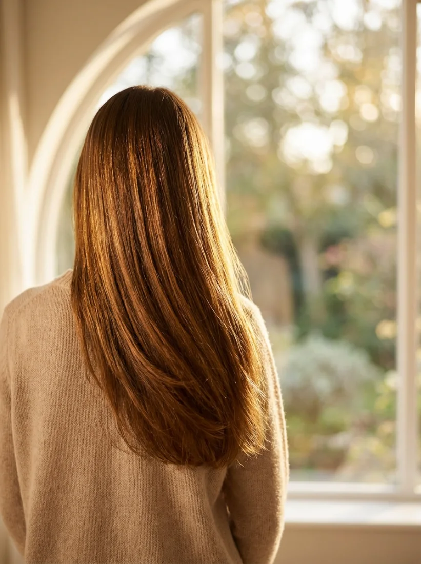 Femme aux cheveux sains et brillants après avoir adopté une routine complète avec compléments alimentaires, AddictBeaute.com le mag pour les femmes