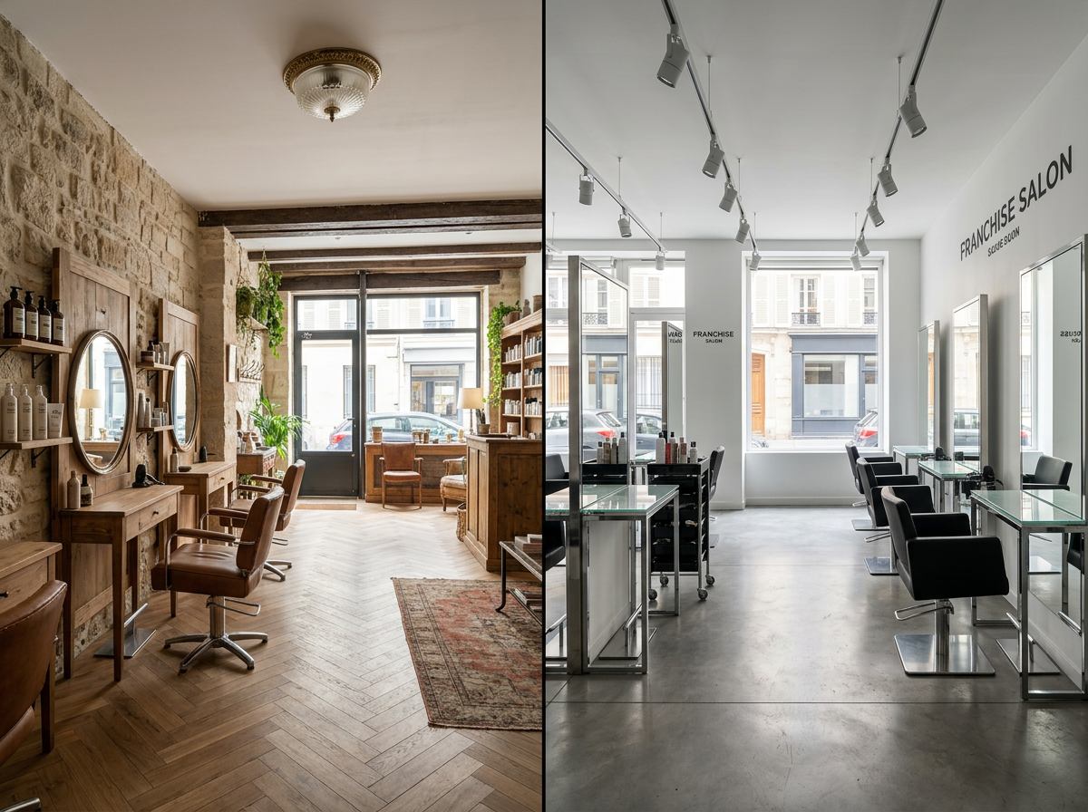 Salon indépendant vs franchise coiffure : comparatif budgétaire complet 2025