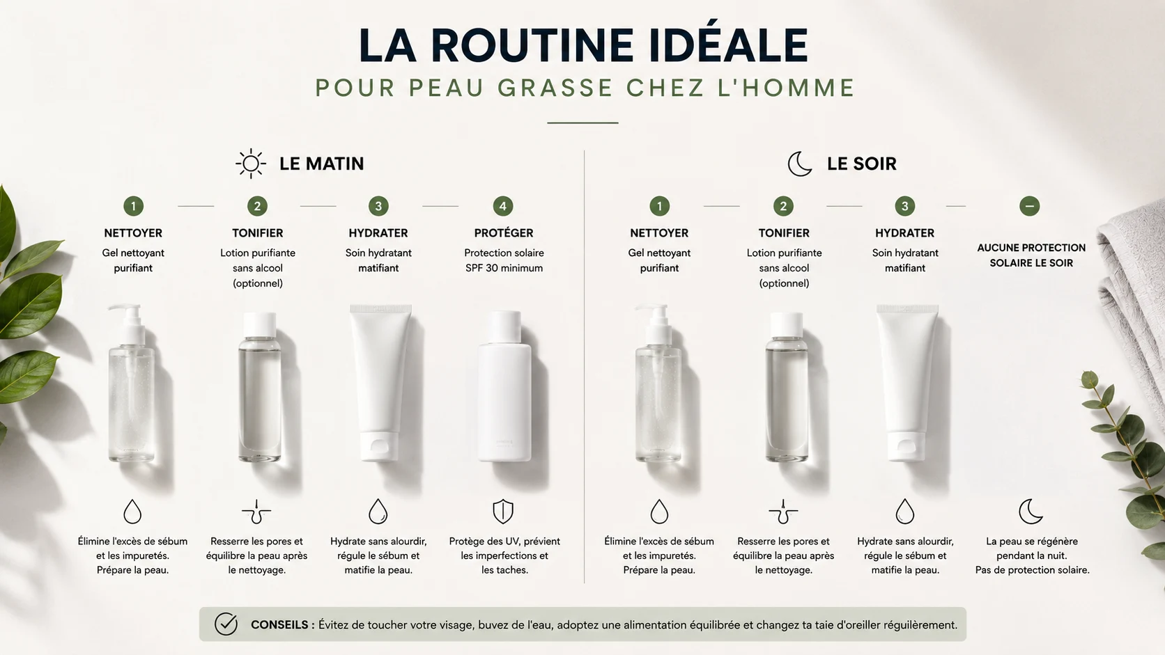 Routine soin visage homme matin soir