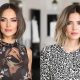 Deux femmes élégantes avec un carré court et un carré long, comparant les styles pour un look tendance