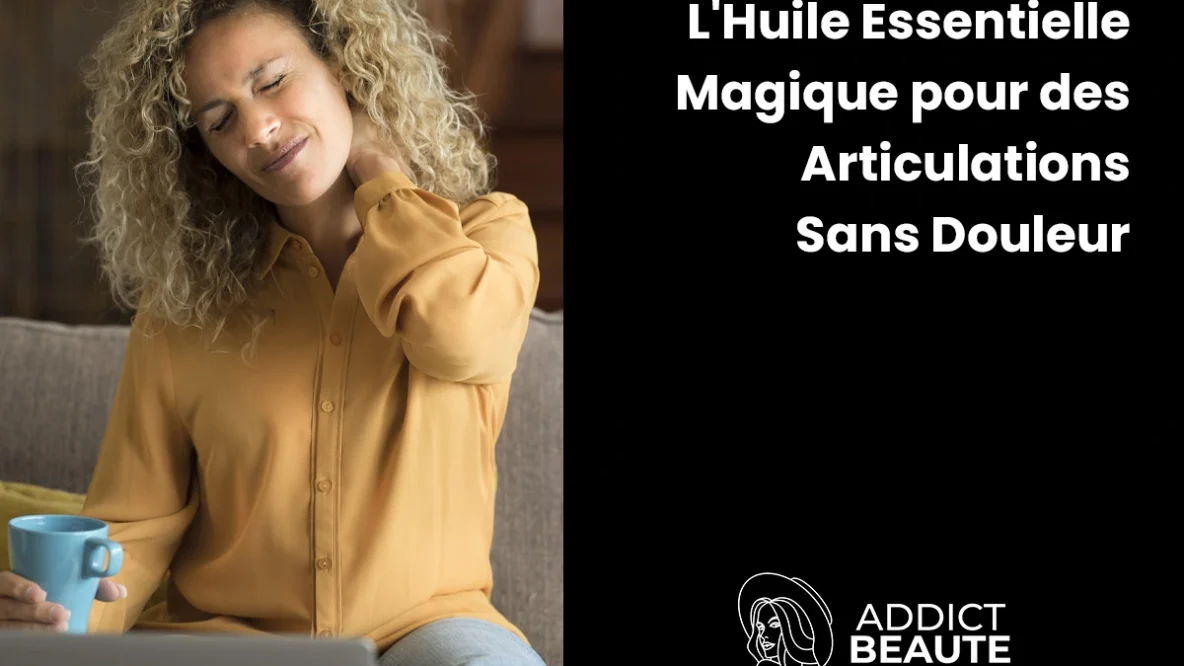Femme Apaisant Douleur Cervicale avec Huile Essentielle