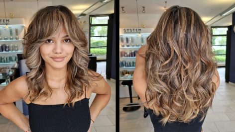 Wolf Cut la tendance coiffure - Fortrait model femme de face et de dos avec une coupe WolfCut