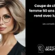 Femme élégante de 50 ans avec coupe bob volumineuse et lunettes tendance, idéal pour visage rond