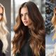 Trois femmes arborant les colorations tendance de cet hiver : balayage miel, brun chocolat et blond polaire
