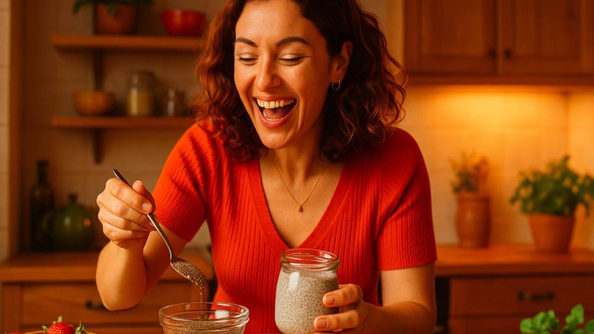 Femme qui prepare des graines de chia pour perdre du poids