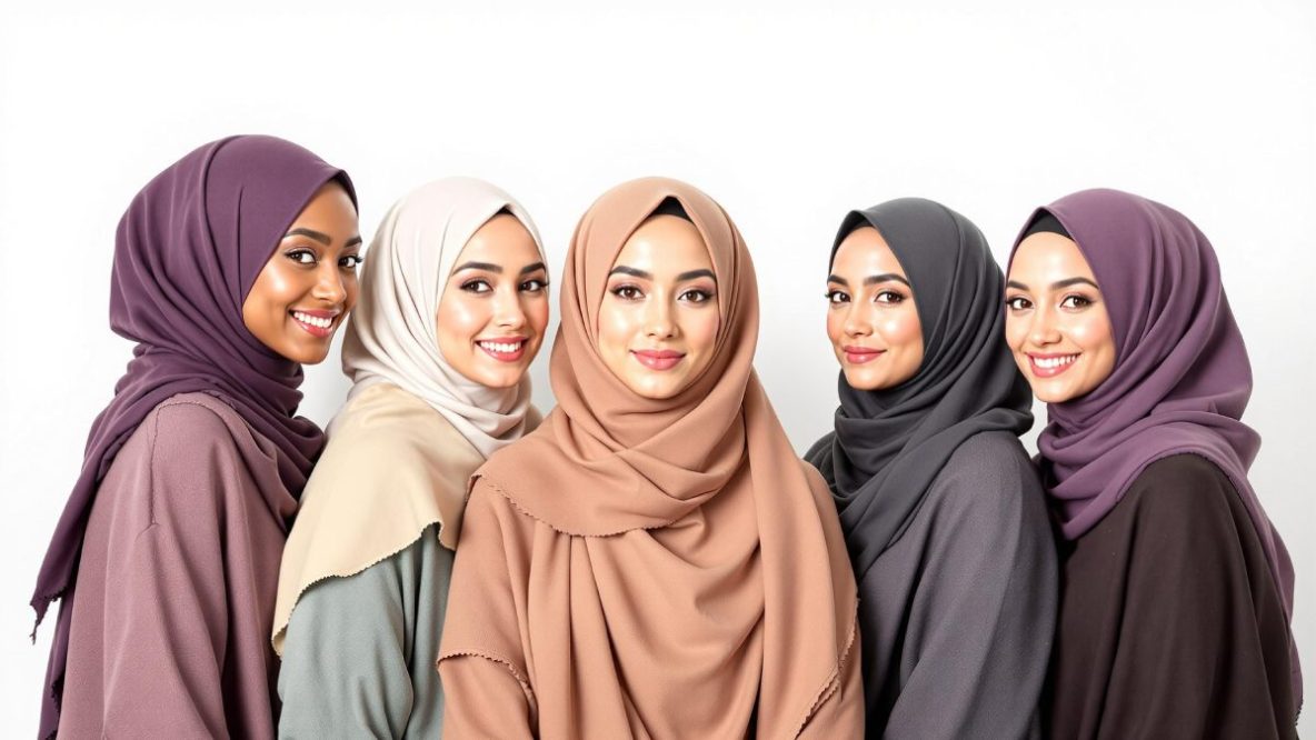 Un groupe de femmes portant des hijabs de styles variés, mettant en valeur l’élégance et la diversité culturelle.