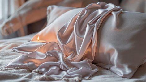Écharpe en soie et bougie parfumée pour explorer la sensualité à la maison