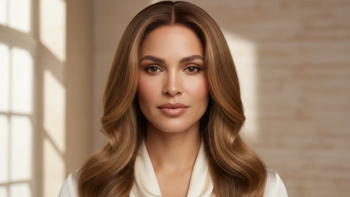 Femme portant une perruque naturelle de qualité avec rendu réaliste et cheveux soyeux