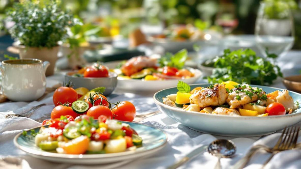 table d’été colorée avec plats inspirés de Paul Bocuse
